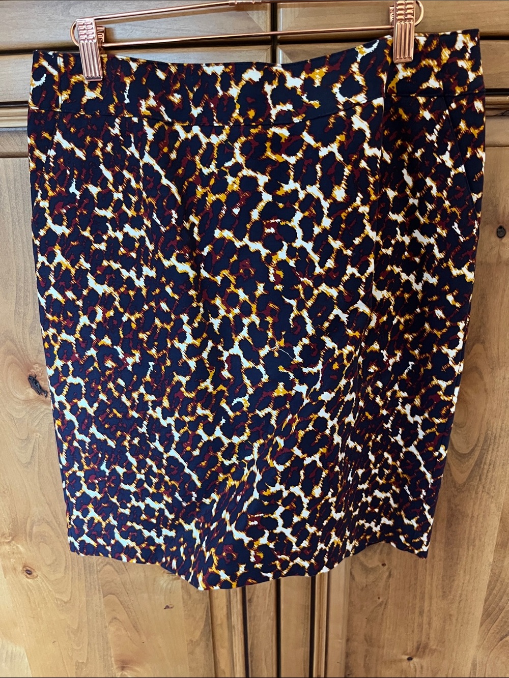 Merona Leopard Print Pencil Skirt - Navy, Mustard & Cream
